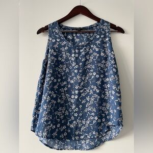 Banana Republic Blue Floral Sleeveless Blouse